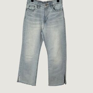 Lauren Ralph Lauren Straight Leg Light Wash Sz 4 High Rise Raw Hem Slit Jeans